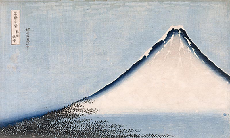 Le Fuji bleu (détail), Série Trente-six vues du mont Fuji, Katsushika Hokusai, vers 1832-1835, estampe nishiki-e.