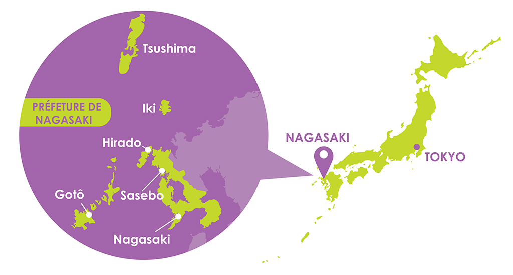 Carte du Japon et de Nagasaki