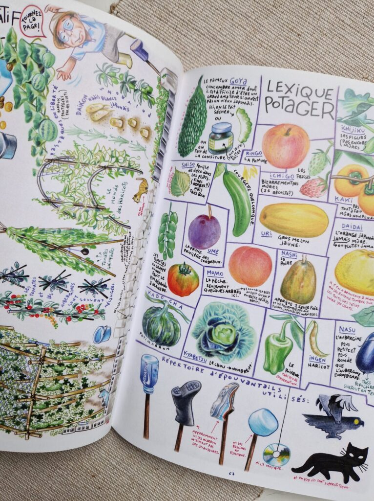 Illustration "Lexique potager" tirée de Manabe Shima par Florent Chavouet