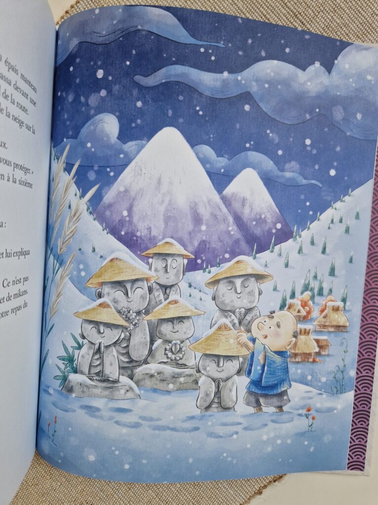 Illustration du conte Les chapeaux des jizô – Mukashi Mukashi : Contes du Japon