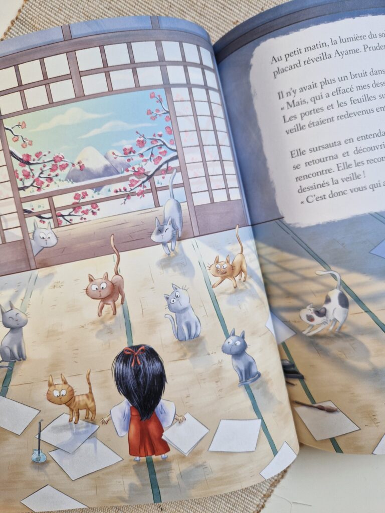 Illustration du conte Enéko et les chats – Mukashi Mukashi : Contes du Japon