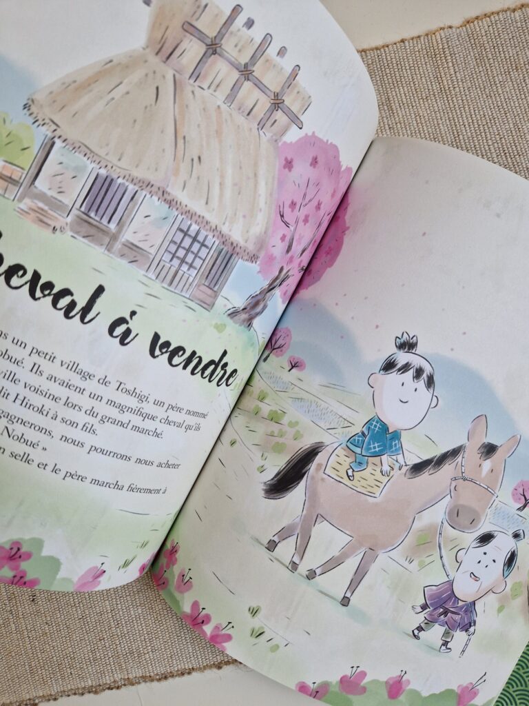 Illustration du conte Un cheval à vendre – Mukashi Mukashi : Contes du Japon
