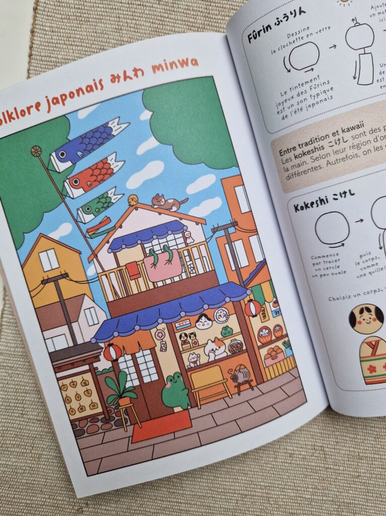 Illustration pour le chapitre "Les objets japonais" de Dessine le Japon Kawaii avec Niniwanted